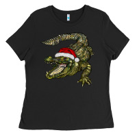Black Christmas alligator Ladies Tee - BarkalooDesign