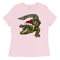 Bubblegum Pink Christmas alligator Ladies Tee - BarkalooDesign