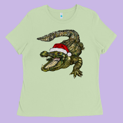 Christmas Alligator Ladies Tee Designed By Barkaloodesign