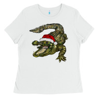 White Christmas alligator Ladies Tee - BarkalooDesign