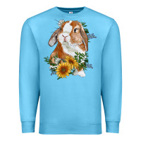 Ocean Blue Bunny With Sunflowers Premium Sweatshirt - RanaPortraitStore