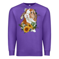 Purple Bunny With Sunflowers Premium Sweatshirt - RanaPortraitStore