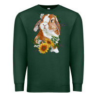 Sports Green Bunny With Sunflowers Premium Sweatshirt - RanaPortraitStore