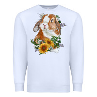 White Bunny With Sunflowers Premium Sweatshirt - RanaPortraitStore