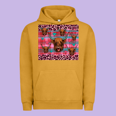 Highland Cow Valentines Urban Hoodie Designed By Jahusdesignshop