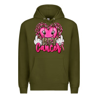 Army Green hey cancer with middle fingers Premium Hoodie - AdoDesignShop