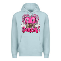 Blue Mist hey cancer with middle fingers Premium Hoodie - AdoDesignShop