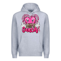 Heather Grey hey cancer with middle fingers Premium Hoodie - AdoDesignShop