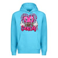 Ocean Blue hey cancer with middle fingers Premium Hoodie - AdoDesignShop