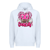 White hey cancer with middle fingers Premium Hoodie - AdoDesignShop