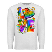 Oatmeal Heather pride love Premium Sweatshirt - texasbilliewilder