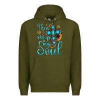 Army Green then sings my soul cross Premium Hoodie - JahusDesignShop