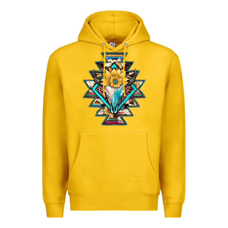 Cowhide Leopard Bull Skull Aztec Premium Hoodie by JahusDesignShop | Teevron