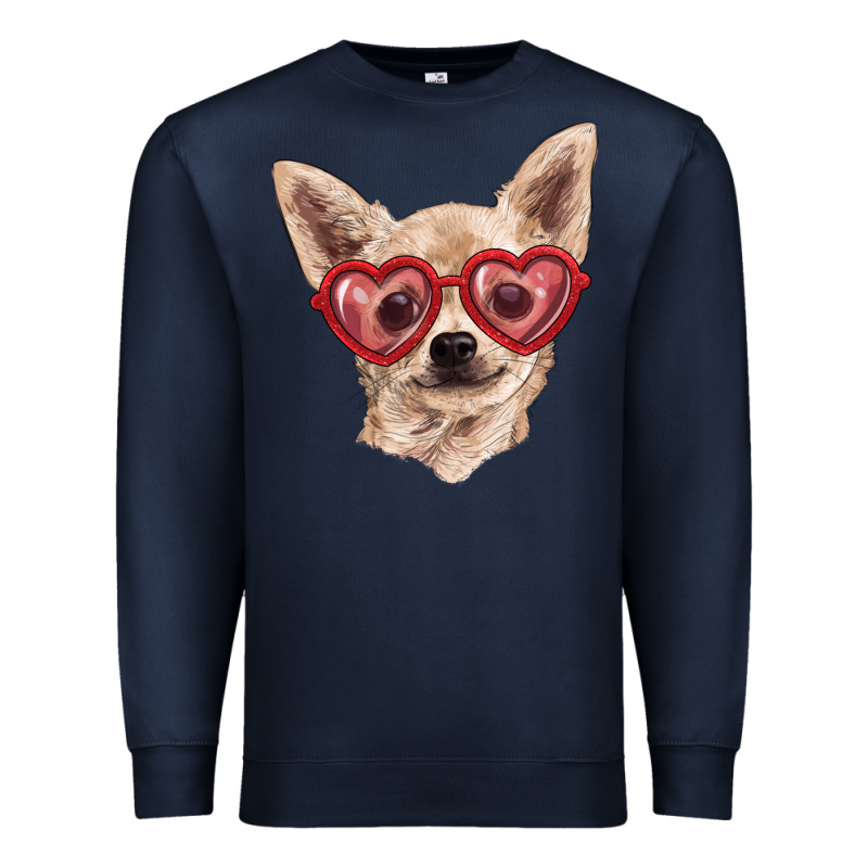 Chihuahua Dog With Love Glasses Premium Sweatshirt by RanaPortraitStore | Teevron