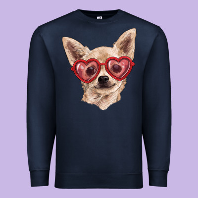 Premium Sweatshirt Chihuahua dog with love glasses