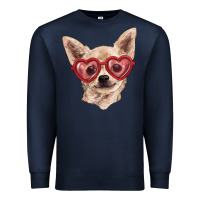 Navy Chihuahua dog with love glasses Premium Sweatshirt - RanaPortraitStore