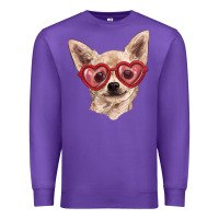 Purple Chihuahua dog with love glasses Premium Sweatshirt - RanaPortraitStore