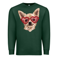 Sports Green Chihuahua dog with love glasses Premium Sweatshirt - RanaPortraitStore