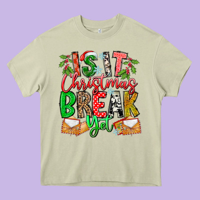 Is It Christmas Break Yet Heavy Core Tee Designed By Cowhidedigitalart