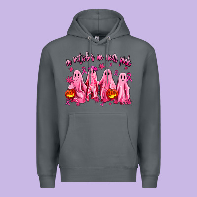 In October We Wear Pink Ghosts Premium Hoodie Designed By Adodesignshop