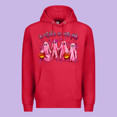 In October We Wear Pink Ghosts Premium Hoodie Designed By Adodesignshop