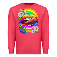 Cardinal rainbow lips with daisies Premium Sweatshirt - texasbilliewilder