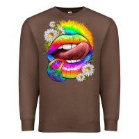 Chestnut rainbow lips with daisies Premium Sweatshirt - texasbilliewilder