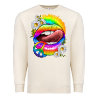 Sandshell rainbow lips with daisies Premium Sweatshirt - texasbilliewilder
