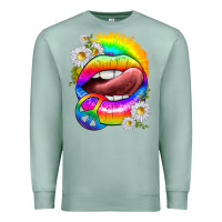 Seafoam rainbow lips with daisies Premium Sweatshirt - texasbilliewilder