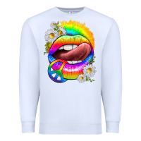 White rainbow lips with daisies Premium Sweatshirt - texasbilliewilder
