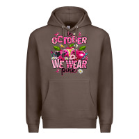 Coffee in october we wear pink teachers Premium Hoodie - AdoDesignShop
