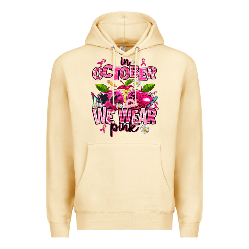 In October We Wear Pink Teachers Premium Hoodie by AdoDesignShop | Teevron