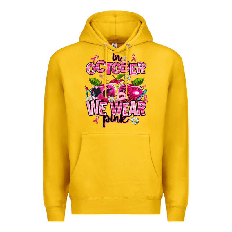 In October We Wear Pink Teachers Premium Hoodie by AdoDesignShop | Teevron