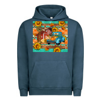 Pigment Midnight Navy Farm life fall barn and truck Urban Hoodie - Artiststas