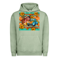 Pigment Oil Green Farm life fall barn and truck Urban Hoodie - Artiststas