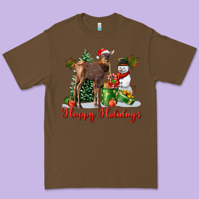 Happy Holidays Baby Deer Premium Tee Designed By Lillyallendesigns