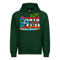Forest Green puerto rico and flowers with frog Urban Hoodie - AdoDesignShop