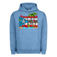 Pigment Pebble Blue puerto rico and flowers with frog Urban Hoodie - AdoDesignShop