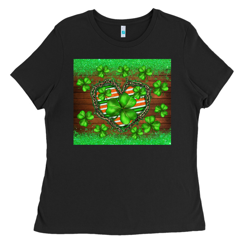 St.patricks Heart Shamrocks Glitter Ladies Tee by BarkalooDesign | Teevron