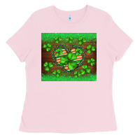 Bubblegum Pink st.patricks heart shamrocks glitter Ladies Tee - BarkalooDesign