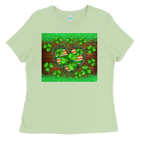 Matcha st.patricks heart shamrocks glitter Ladies Tee - BarkalooDesign