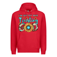 Red i'm just out here trusting god Premium Hoodie - JahusDesignShop