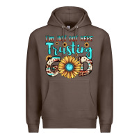 Coffee i'm just out here trusting god Premium Hoodie - JahusDesignShop
