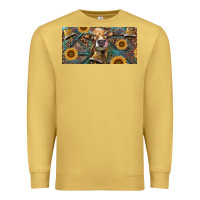 Antique Gold Cow With Aztec Leopard And Sunflower Premium Sweatshirt - RanaPortraitStore