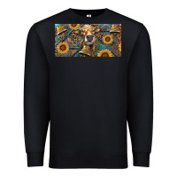 Black Cow With Aztec Leopard And Sunflower Premium Sweatshirt - RanaPortraitStore