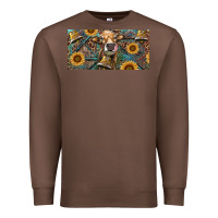Chestnut Cow With Aztec Leopard And Sunflower Premium Sweatshirt - RanaPortraitStore