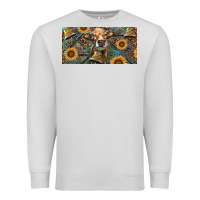 Dove Grey Cow With Aztec Leopard And Sunflower Premium Sweatshirt - RanaPortraitStore