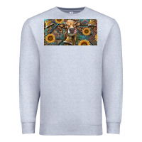 Heather Grey Cow With Aztec Leopard And Sunflower Premium Sweatshirt - RanaPortraitStore