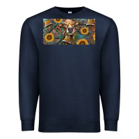 Navy Cow With Aztec Leopard And Sunflower Premium Sweatshirt - RanaPortraitStore