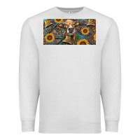 Oatmeal Heather Cow With Aztec Leopard And Sunflower Premium Sweatshirt - RanaPortraitStore